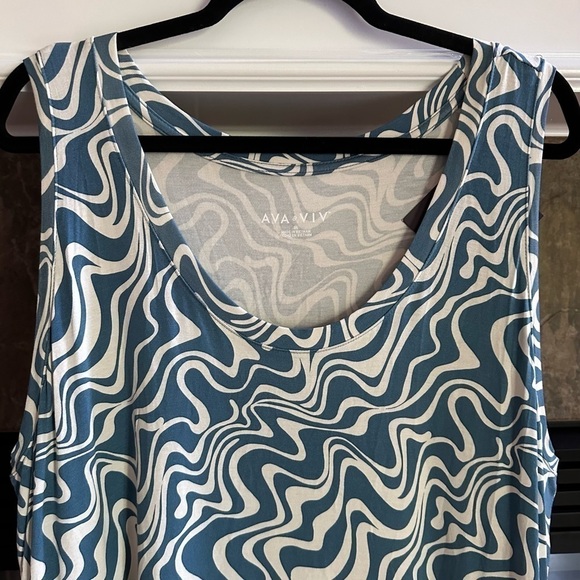Ava & Viv Asymmetrical Sleeveless Blue Midi Dress Size 3X NWT - Picture 5 of 13